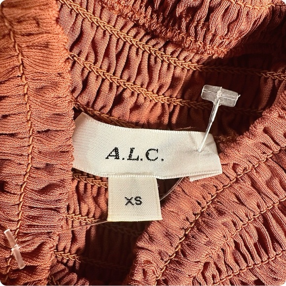 NWOT A.L.C. ‘Dana’ Smocked Mock Neck Crop Top in “Deep Amber” Size XS - Picture 8 of 14